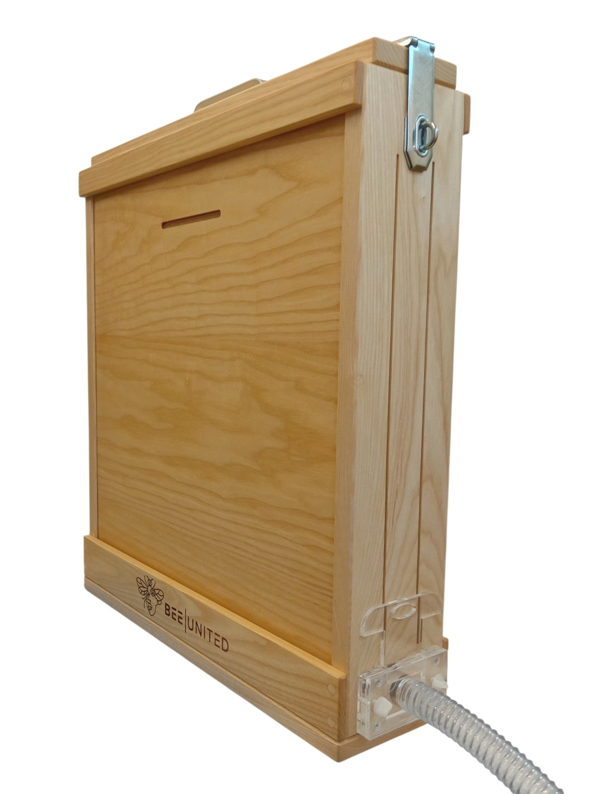 Four-frame wooden observation hive with removable clear entrance tube
